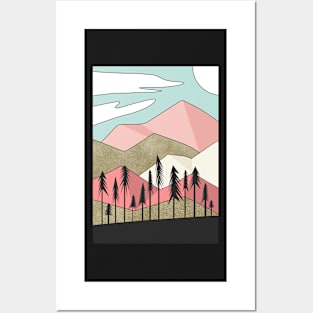 Pastel Tropical Mountains Posters and Art